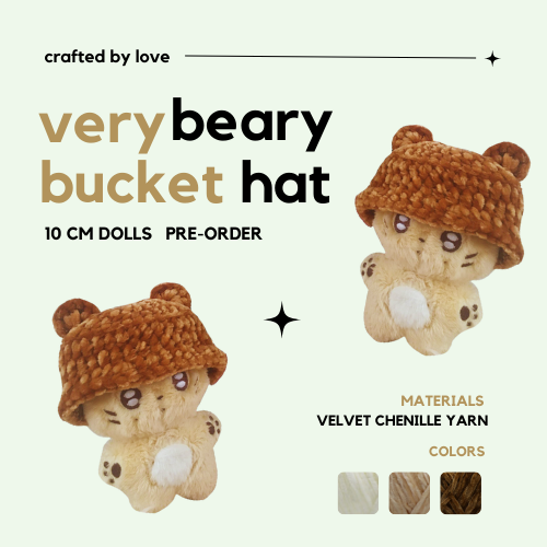 [wts lfb ph - help rt! crocheted 10cm doll clothes]

ฅ՞•ﻌ•՞ฅ VERY BEARY
CROCHETED BUCKET HAT

⋆ PHP 185 each
⋆ pre-order (1-2 weeks production)
⋆ see the photo for a product preview

limited slots only!

ORDER FORM
🖇️forms.gle/4TYVWUrmJSc63P…