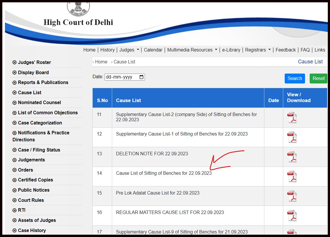 sone_do_mujhe's tweet photo. So many folks keep asking me this.  

Go to Delhi HC Site -> Cause list (CL)-> Open CL of present day -> pdf opens -> links of vc of all courts are available there, court no. wise, Judges wise. https://t.co/8DQSRsX7Ve
