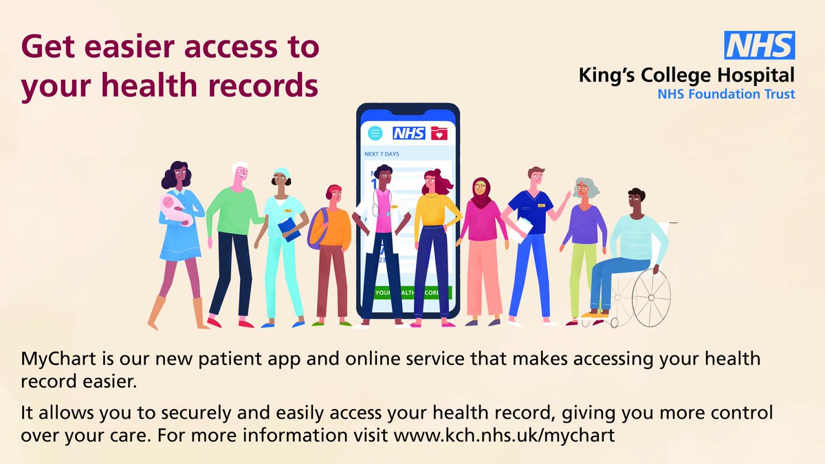 KingsCollegeNHS's tweet photo. 🚀 Next month, we will launch #Epic, our new electronic patient record system, jointly with @GSTTnhs.

Find out how patients can use MyChart, our new patient app, to access their health records with ease, and stay in control of their care.

Info  ➡️ https://t.co/ZygB3cpeT8 https://t.co/mUD4sqFQqd