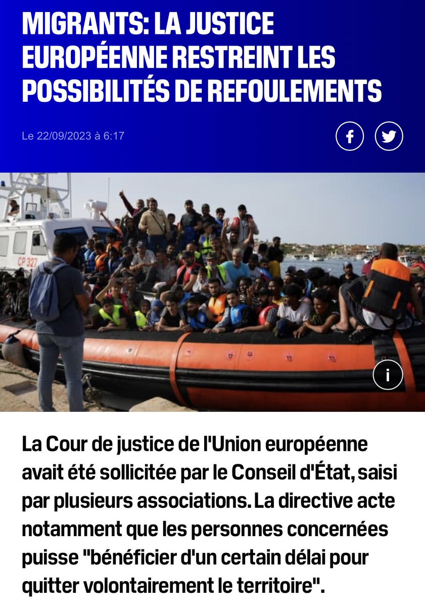 De qui se moque-t-on ? La Cour de justice européenne contraint la France à laisser un « délai pour quitter volontairement le territoire », en d’autres termes : pas d’expulsion ! Le référendum devient une urgence pour que la France puisse enfin reprendre le contrôle de ses…