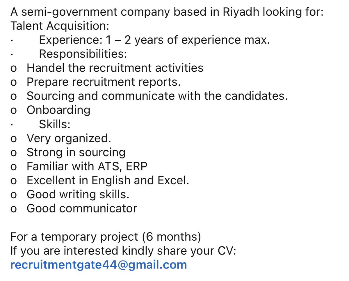 recruitment00's tweet photo. #توظيف #الرياض #مؤقت #مشروع #استقطاب #مواهب https://t.co/IoHFEB8L9H