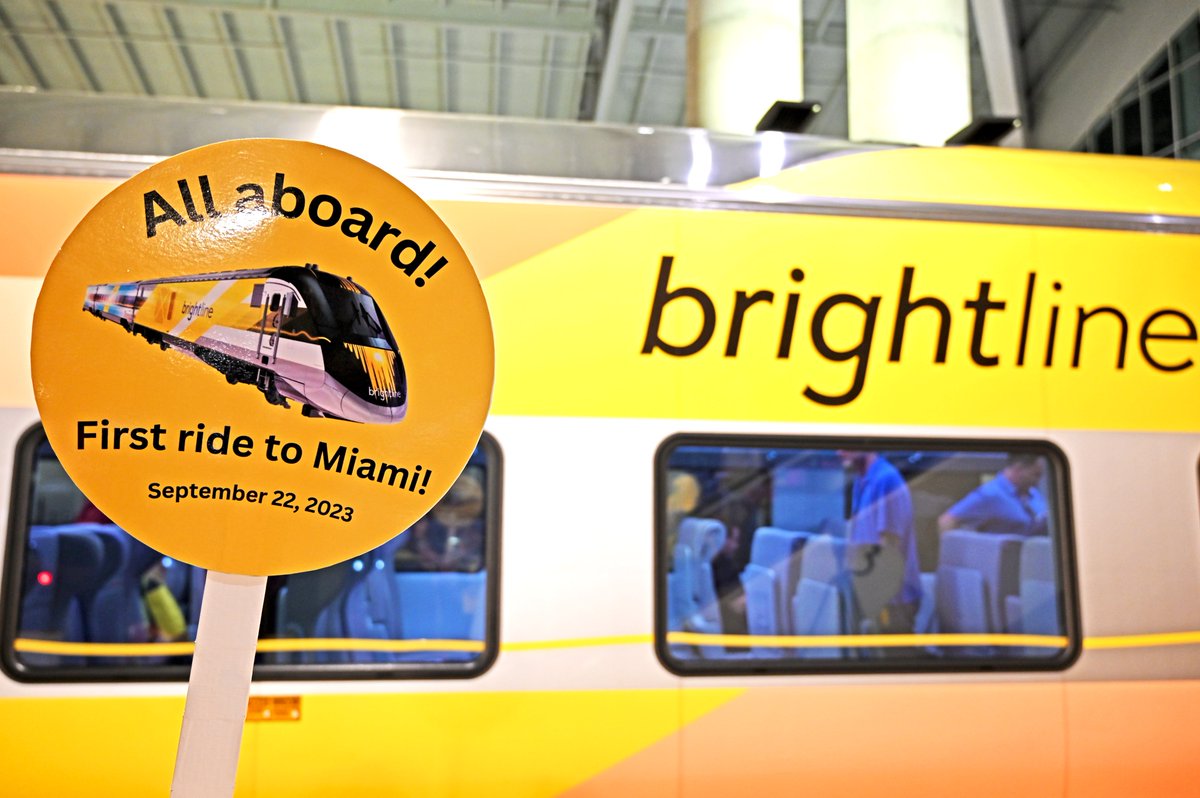MCO's tweet photo. Next stop, South FL!🌴 Follow along on our Instagram stories as we take the first train from @GoBrightline's new station at our airport. We'll be passing through West Palm Beach, Boca Raton, Fort Lauderdale, Aventura, &amp; Miami - let the adventure begin!🚆
📱https://t.co/MR6y07dDj8 https://t.co/A3mSiKD6AG