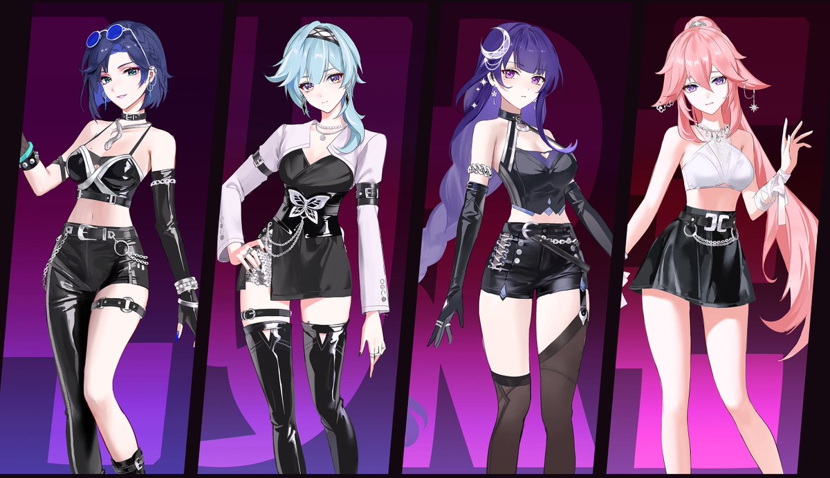 Glad to be participating in the upcoming 2023 anniversary HoYoFair! I designed these pop idol themed outfits for the 4 characters! Please feel free to check out the program's premiere tomorrow with the links in the comments! 
#HoYoFair2023 #HoYoFair #GenshinImpact