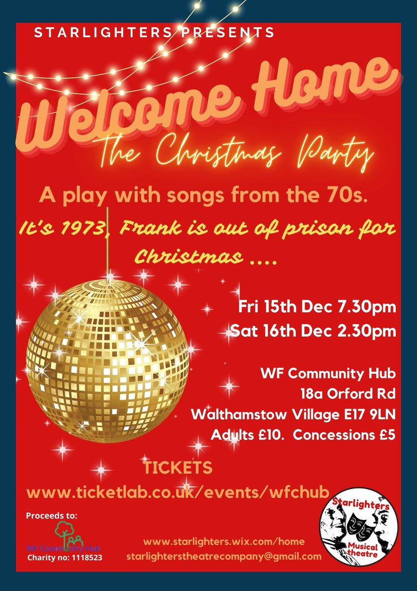Starlighters Theatre (@starlighterst) on Twitter photo Starlighters are back with a Christmas Show. As always, we are raising money for <a href="/wfchub/">WF Community Hub</a>
Tickets available now ticketlab.co.uk/events/wfchub#/ Starlighters are back with a Christmas Show. As always, we are raising money for <a href="/wfchub/">WF Community Hub</a>
Tickets available now ticketlab.co.uk/events/wfchub#/