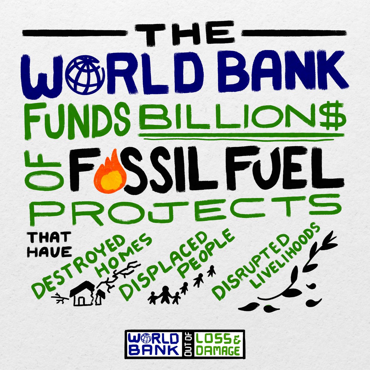The US has proposed that the #LossAndDamageFund be under the @WorldBank.

But in 2022, WB put $3.7 BILLION into oil & gas trade finance alone. Since 2015, it has given $15 BILLION to fossil fuels.

A WB-led LDF will mean more money for polluters, not people.

#WBOutOfLDF!