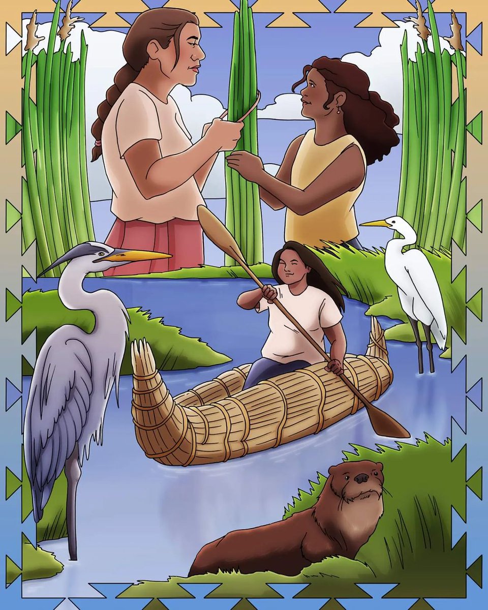 Let’s celebrate #CaliforniaNativeAmericanDay by reminding ourselves that Native peoples are CENTRAL to the knowledge &amp; stewardship of the lands across California and must be included in CA’s K-12 curriculum.

Art by Jackie Fawn (Yurok, Wašiw, Surigaonon) #waterislife #LandBack