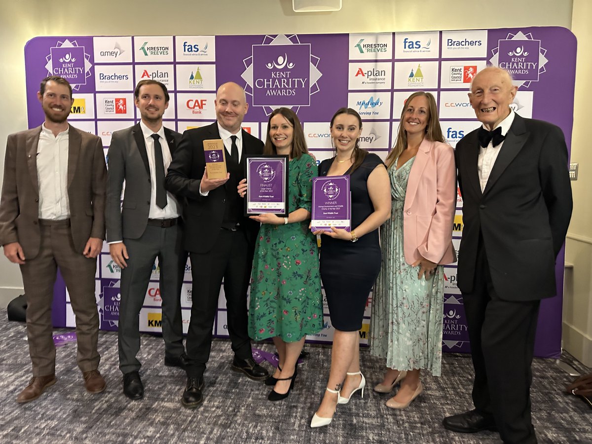 KentWildlife's tweet image. 🏆Delighted to be crowned Environmental Charity of the Year at the @KentAwards.
💖We were also thrilled to share the stage with our long-serving volunteer Bill Hickmott, who was shortlisted in the Volunteer of the Year category.
👍#BeLikeBill
kwtg.uk/KCA