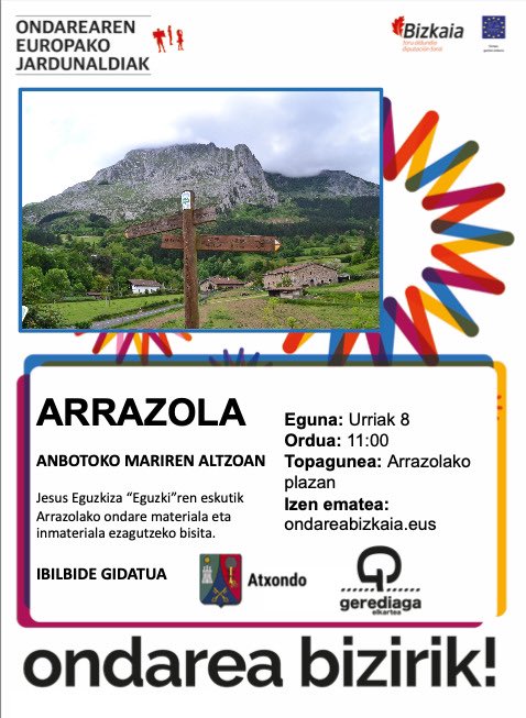 AtxondokoUdala's tweet photo. 🌄 [eus] Ibilbide gidatua: Anbotoko Mariren altzoan

Urriaren 8an eta Ondarearen Europako Jardunadien harira Gerediaga Elkartea eta Udalak ibilbide gidatua antolatu dute

https://t.co/aLCb7uXrGs

#atxondo #atxondokoudala #ondareareneuropakojardunaldiak @Gerediaga @OndareaBizkaia https://t.co/AthnUNaut0