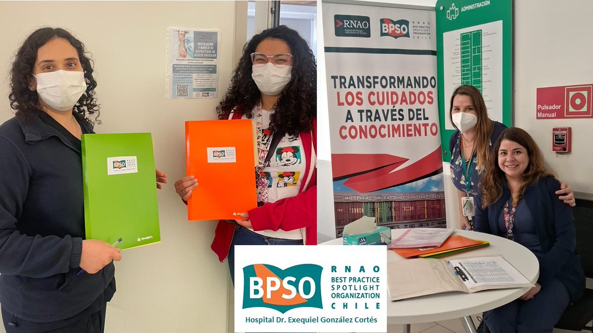 Enfermeras de la unidad de oncología.
Carolina Sat Eu coordinadora (S) del programa RNAO junto a Urzula Llantén profesional de la unidad de calidad de nuestro hospital 
#BPSO
<a href="/DorisGrinspun/">Dr. Doris Grinspun 🇨🇦 RN, PhD, FAAN, O.ONT</a>
<a href="/RNAO/">RNAO</a>
<a href="/HospitalEGC/">HEGC</a>