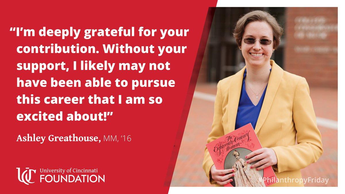 UC Foundation (@uofcincyfound) on Twitter photo .<a href="/ashgreathouse/">Ashley Ann Greathouse, PhD</a> says her education and mentors at <a href="/UC_CCM/">CCM @ Univ of Cinti</a> and <a href="/uofcincy/">University of Cincinnati</a> made her a better researcher, writer and person!
Scholarships allowed her to earn a Master’s Degree in music theory and to pursue her PhD in musicology.
#PhilanthropyFriday .<a href="/ashgreathouse/">Ashley Ann Greathouse, PhD</a> says her education and mentors at <a href="/UC_CCM/">CCM @ Univ of Cinti</a> and <a href="/uofcincy/">University of Cincinnati</a> made her a better researcher, writer and person!
Scholarships allowed her to earn a Master’s Degree in music theory and to pursue her PhD in musicology.
#PhilanthropyFriday