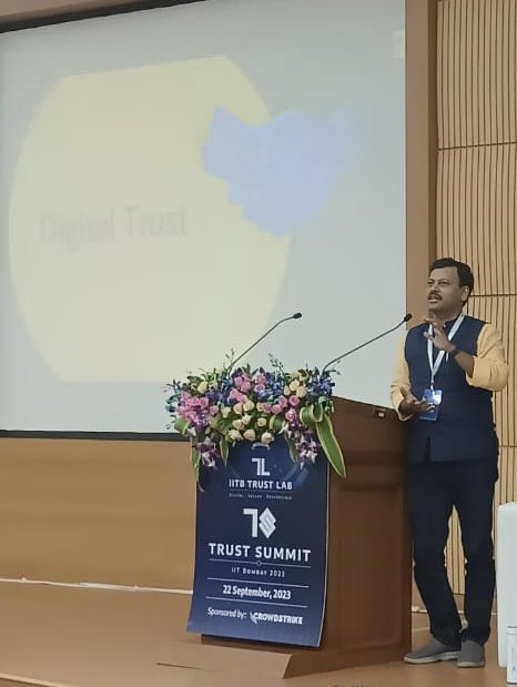 rohit11's tweet image. Had the pleasure of participating in a session on &quot;Society and Digital Trust&quot; at TrustSummit by IITB Trust Lab The summit was a great success, with insightful 2 days covering various aspects like #IndiaStack, #Privacy,  #DeepTech #Cryptography, #HSM, #MOSIP etc.