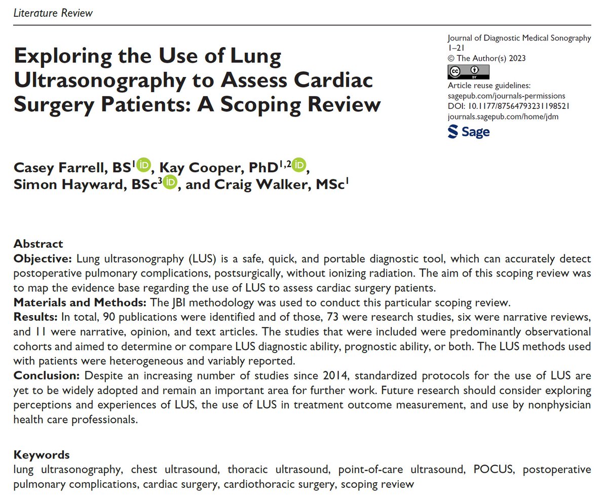 Casey Farrell (@physiofarrell) on Twitter photo Absolutely delighted to share my first publication🙌 A scoping review on the use of lung ultrasound within the cardiac surgery population 🫁🫀
Huge thanks to my supervisors for the support and guidance <a href="/bigtaedingwall/">Craig Walker</a> <a href="/AHPkaycooper/">Kay Cooper</a> <a href="/sonophysio/">Simon Hayward</a>
bitly.ws/VqqN 👈👈 Absolutely delighted to share my first publication🙌 A scoping review on the use of lung ultrasound within the cardiac surgery population 🫁🫀
Huge thanks to my supervisors for the support and guidance <a href="/bigtaedingwall/">Craig Walker</a> <a href="/AHPkaycooper/">Kay Cooper</a> <a href="/sonophysio/">Simon Hayward</a>
bitly.ws/VqqN 👈👈