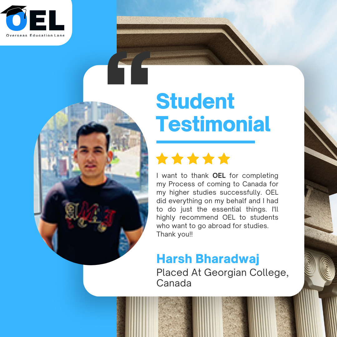 Meet Harsh Bharadwaj, a shining example of determination and achievement...

#OEL #testimonial #review #education #studyabroad #study #internationalstudy #abroadstudies #overseaseducationlane #student #studentreview