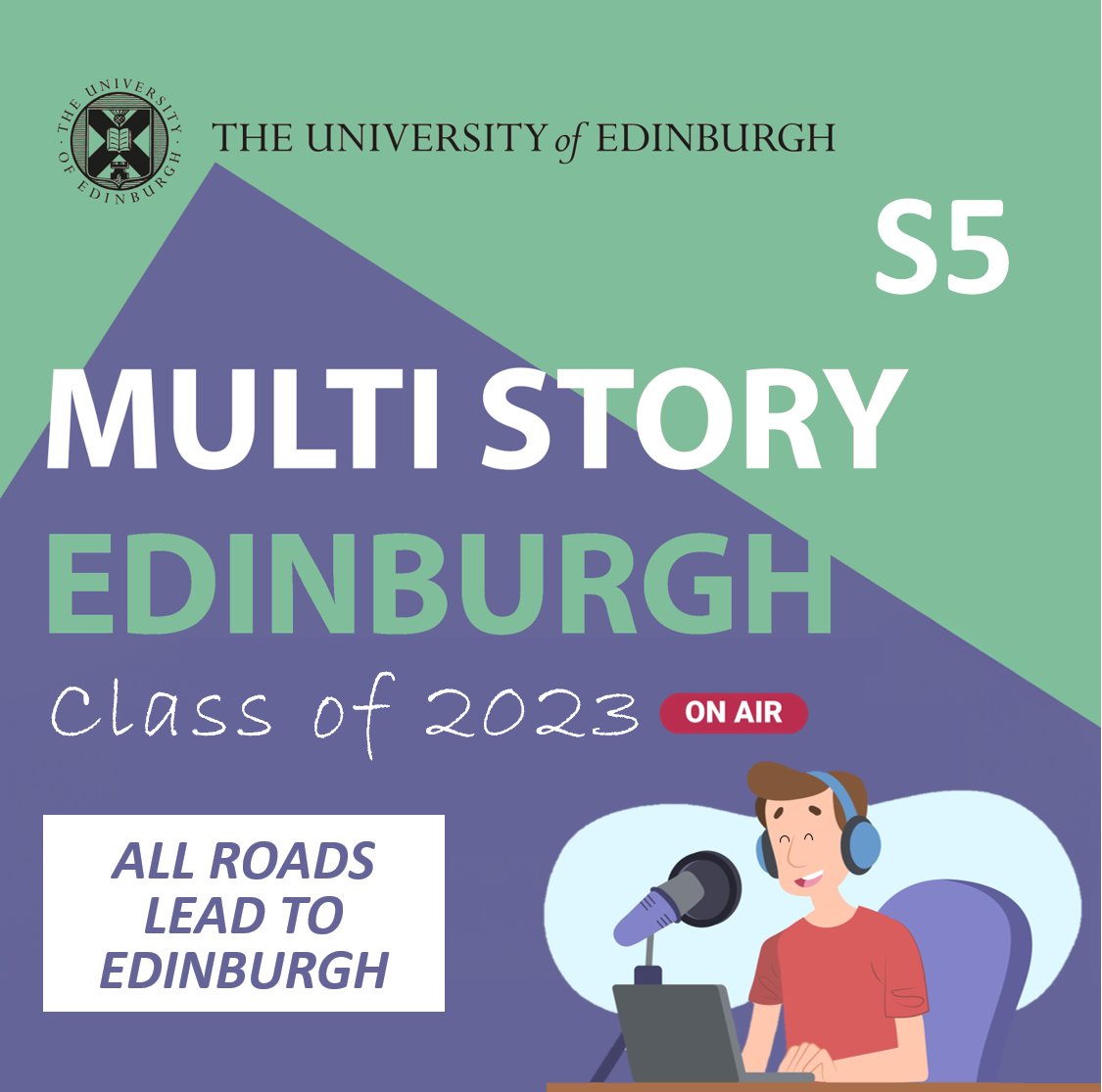 #MultiStoryEdinburgh podcast is back! And it’s all new! 🎙️

Join our student host Andrew in a refreshed season ‘All Roads Lead to Edinburgh’ &amp; get ready for a great conversation with the #ClassOf2023 🎧

Ep1 available 25 Sept! Listen to the trailer ⬇️
edin.ac/3PuxBRj