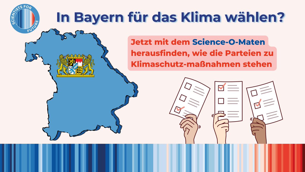 Der Science-O-Mat für die #Landtagswahl in #Bayern ist online! Welche Parteien denken wie ich in Sachen Klimawandel und Nachhaltigkeit? Findet es heraus! #ScienceOMat #Wahlomat 👉 by23.science-o-mat.de 👈 #bayernwahl #ltwby23