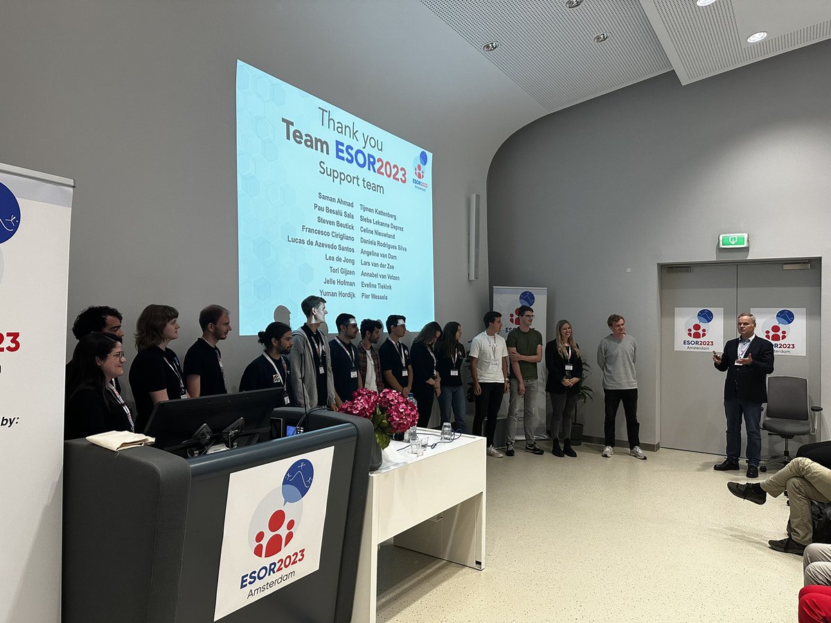 Big thanks to the @ESOR2023 Support Team! Saman, @PauBesalu, @BeutickSteven, Francesco, @LucasAzdS, Lea, @ToriGijzen, Jelle, @YumanHordijk, Tijmen, @SiebeLeDe, @CelineNieuwland, @Daniela_R_Silva, Angelina, Lars, Annabel, @EvelineTiekink, @WesselsPier