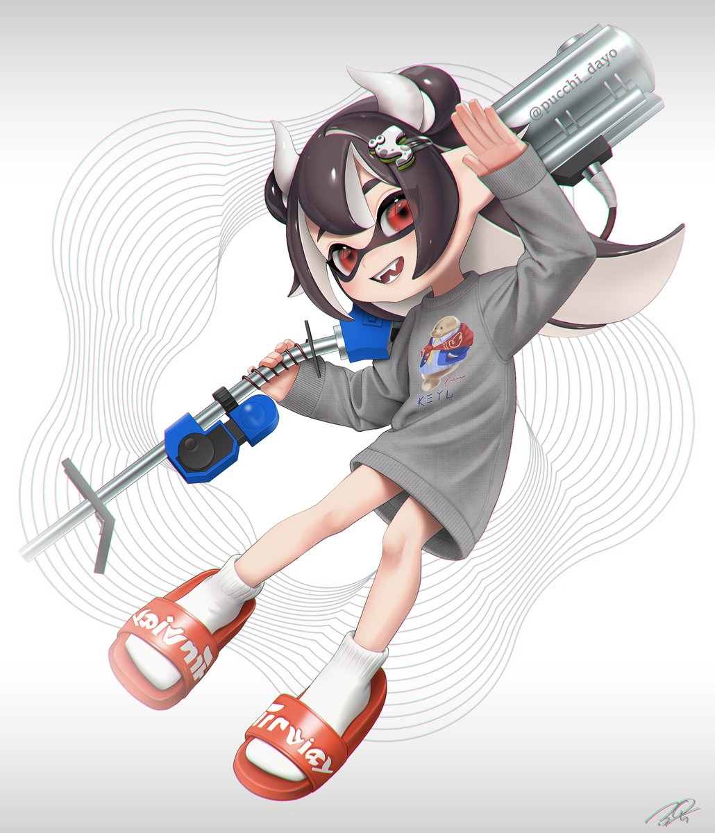 インクリング ,イカガール(スプラトゥーン) 「commission 」|ぷちのイラスト