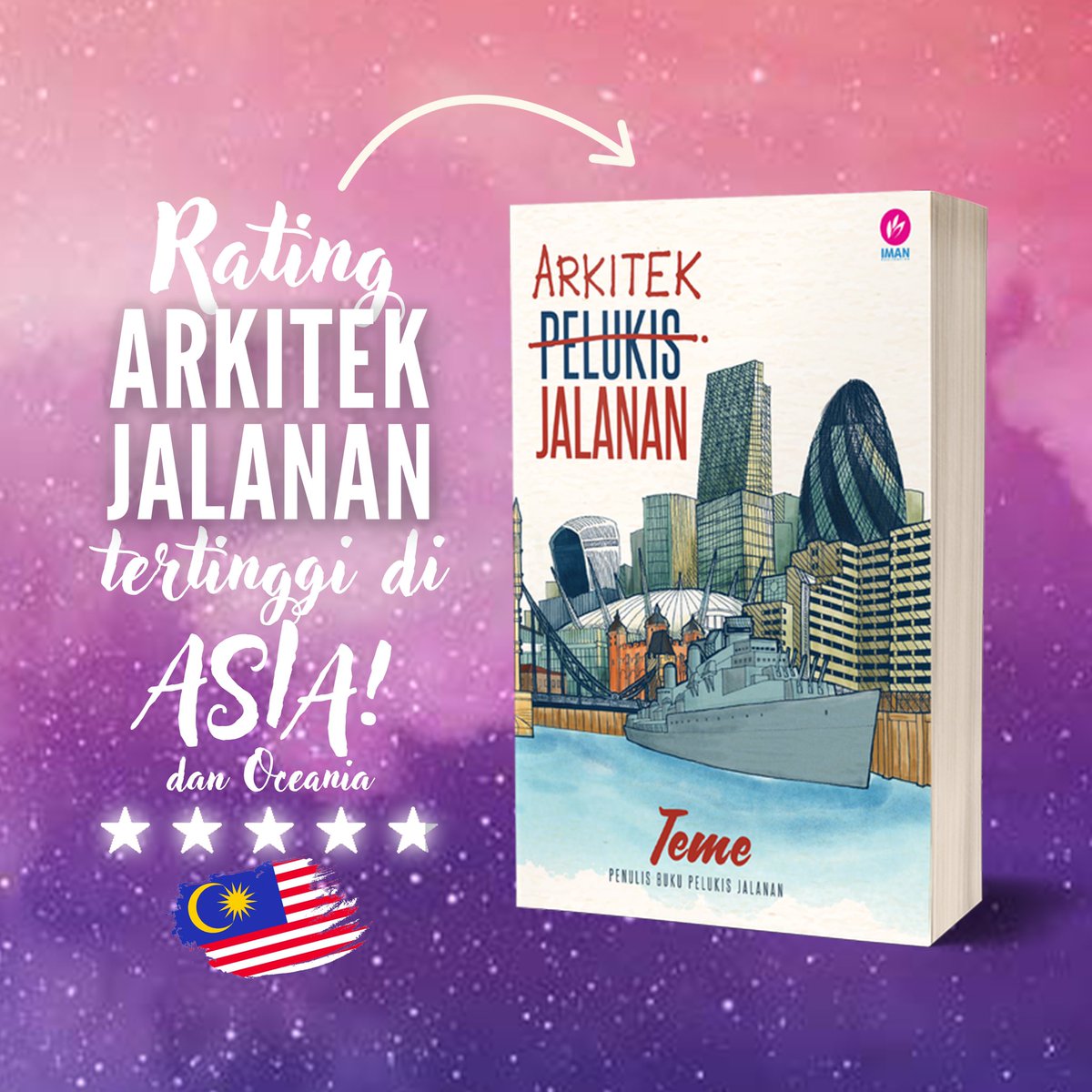 itsteme's tweet photo. BUKU KITA RATING TERTINGGI DI ASIA!!!

Alhamdulillah. Semalam, Goodreads memaklumkan yang buku Arkitek Jalanan telah mendapat RATING TERTINGGI DI ASIA DAN OCEANIA! Terkejut saya! 😭💕

Sebak saya tengok bendera Malaysia ada di nombor 1 dalam carta banyak-banyak negara tu, diikuti dengan India, Japan, dan China. Bermula dengan ‘jaguh kampung’, kini kita mula ‘menyapa’ di pentas yang lebih luas. Look at how far we’ve come 🥹. Ini satu kemenangan buat pembaca Malaysia. Alhamdulillah. Saya berterima kasih sangat-sangat kat kalian. Terima kasih sebab sudi sampaikan dan sebarkan mesej buku-buku saya pada orang lain. Terima kasih, terima kasih, dan terima kasih 🌹

Moga-moga, buku Arkitek Jalanan ini terbang meluas dan menyentuh hati-hati manusia yang membacanya. Alangkah bahagianya jika mesej ketekunan, persahabatan, dan dakwah di dalamnya terus dimanfaati oleh pembaca. Mana tahu, kita dapat lebih ramai geng dari negara-negara seberang juga satu hari nanti, kan?

Saya sebenarnya tengah menulis buku seterusnya ni. Jujur, pengumuman ini beri lebih semangat untuk saya terus berkarya. Mula-mula, saya ingatkan nak hiatus sampailah pengumuman buku baru tahun depan. Nak fokus siapkan karya betul-betul. Nak kurangkan aktif di social media. Tapi pengumuman ni memang wajib kena kongsi dengan korang! Hahaha. Jadi, saya post jap.

Jaga diri masing-masing tau? Moga selalu dalam jagaan Allah. Doakan saya diberi ilham, kesihatan, dan semangat untuk terus berkarya. 

Note: Special thanks kepada pemilik akaun X @Haziqdanbuku kerana maklumkan berita ni kepada saya semalam!

Link artikel: https://t.co/nPtuzXVhvF