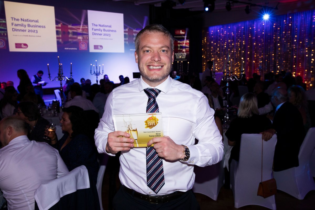 Congratulations to Thomas Colleran <a href="/Duvalay_/">Duvalay</a> on winning the Family Business Next Generation Award for 2023.  Well deserved.  Thanks to <a href="/GoodmanJones/">Goodman Jones</a> for sponsoring this award too!  #GBFamilyBizDay