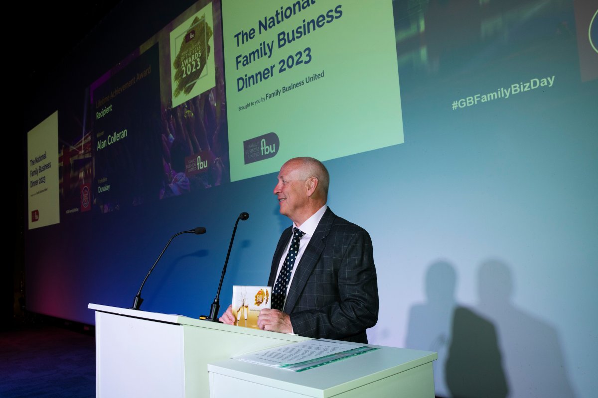 Congratulations to Alan Colleran of <a href="/Duvalay_/">Duvalay</a> on a much deserved Family Business Lifetime Achievement Award #FamilyBusiness