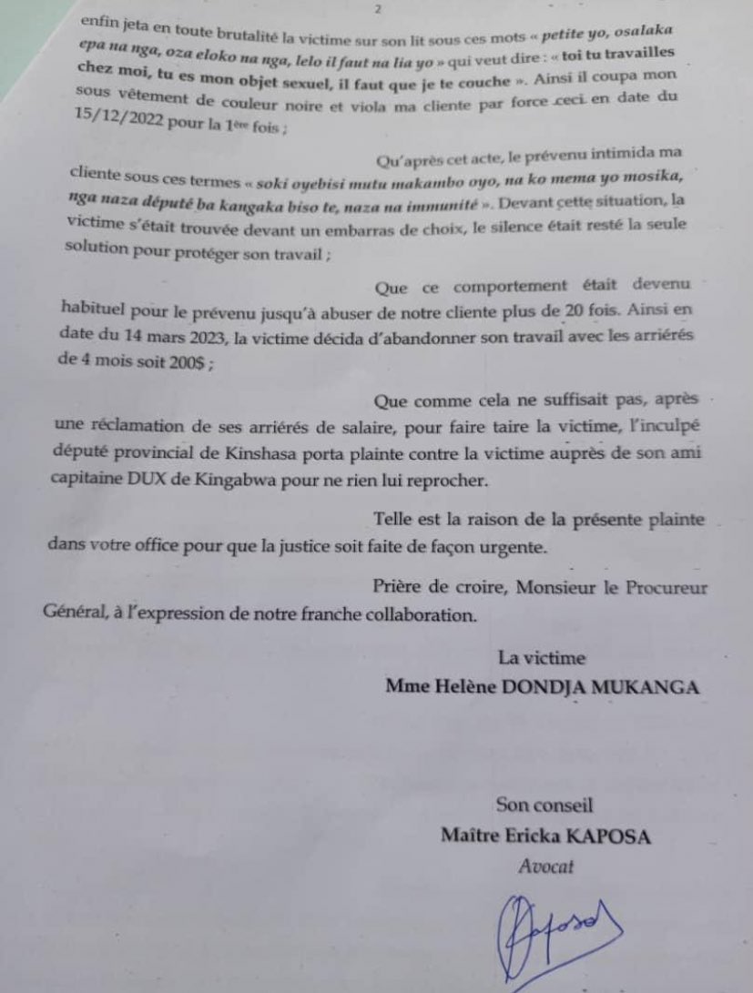 pepele_news's tweet photo. 🔴 INFO EN DIRECT- Le 1er suppléant du vice-gouverneur de #Kinshasa à l'assemblée provinciale, l'Honorable Erick #Bukula a vu ses immunités levées par le bureau Godé #Mpoyi car pousuivi en justice pour des actes d'agression sexuelle sur sa servante. #RDC @pepele_news https://t.co/ae12GX8Unl