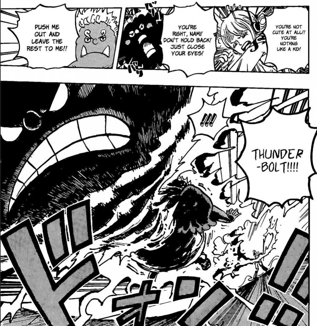 NamiOrigins's tweet photo. #ONEPIECE1093

Oda is fr hiding Zeus from the World Government. Nami was preparing a lighting  attack against an admiral but didn't call Zeus. The only time she used Zeus Edison was down and the cameras weren't working.

They really have no idea Nami has a Yonko weapon power up😭 https://t.co/hJyQHXTN6i