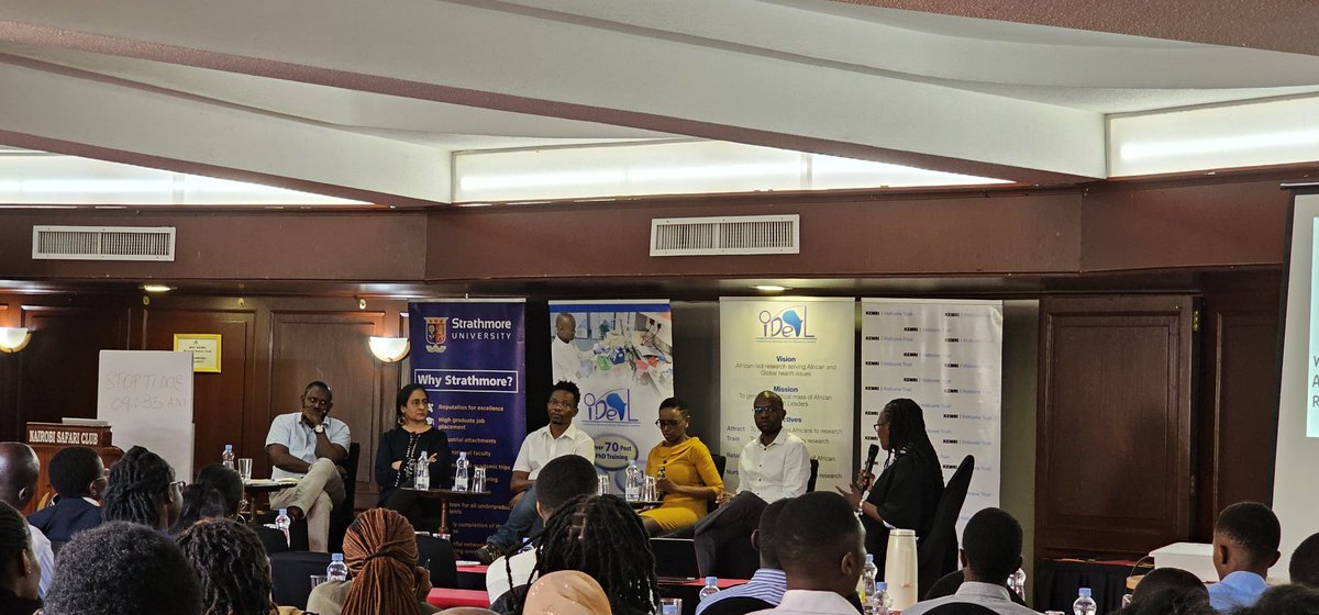 sam_skmuchina's tweet photo. Mentorship, collaboration,  passion, resilience at core of growth in research  career. Drs. Osman, Uzma, Githinji, Kui, Rono telling their career and life stories. Cynthia Manucho moderating an amazing panel @KEMRI_Wellcome @PU_Kilifi @KuiMuraya @Dr_Josea_Rono @SciforAfrica https://t.co/kQL0qrS9Os
