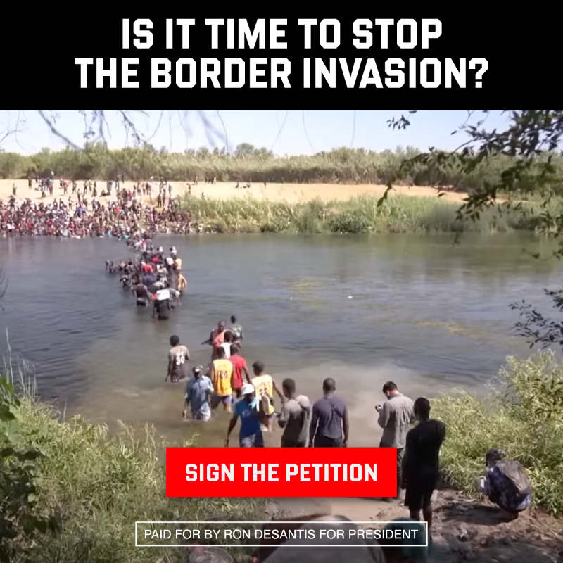 RonDeSantis's tweet photo. Our southern border is something out of a dystopian novel. 

Our country is being invaded. Children are dying. Cities are crumbling. 

We need to end this chaos. Sign my petition TODAY.
