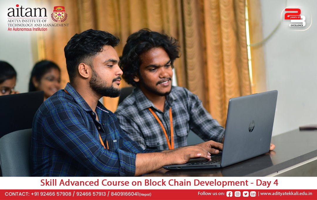 AitamOfficial's tweet image. "🚀 Day 4 of our Blockchain Development Skills Program ! 💼 IT Department students have delved deep into Solidity Programming, acquiring extensive knowledge in this cutting-edge field. 📚💡 #BlockchainDevelopment #SolidityProgramming #SkillsProgram"
#aitam #bestengineeringcollege