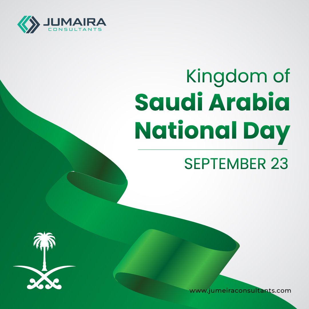 Let's celebrate Saudi Arabia's rich culture, heritage, and remarkable achievements. Jumeira Consultants wishes the leaders and fellow Saudi nationals a joyous day!

#SaudiNationalDay #SaudiArabia
