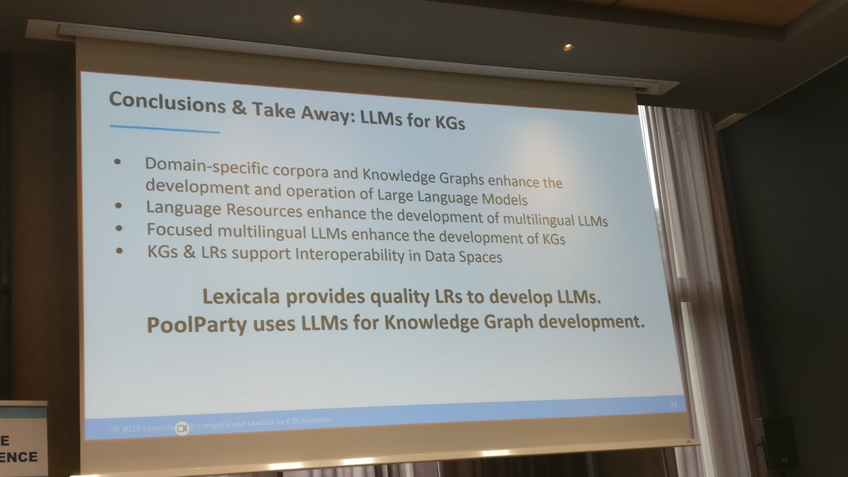 LTInnovate's tweet photo. Ilan Kernerman @LexicalaAPI &amp; Martin Kaltenböck @semwebcompany on fostering data spaces interoperability with #LLMs and #knowledgegraphs #LI2023 @SemanticsConf https://t.co/w62HrlDfZa