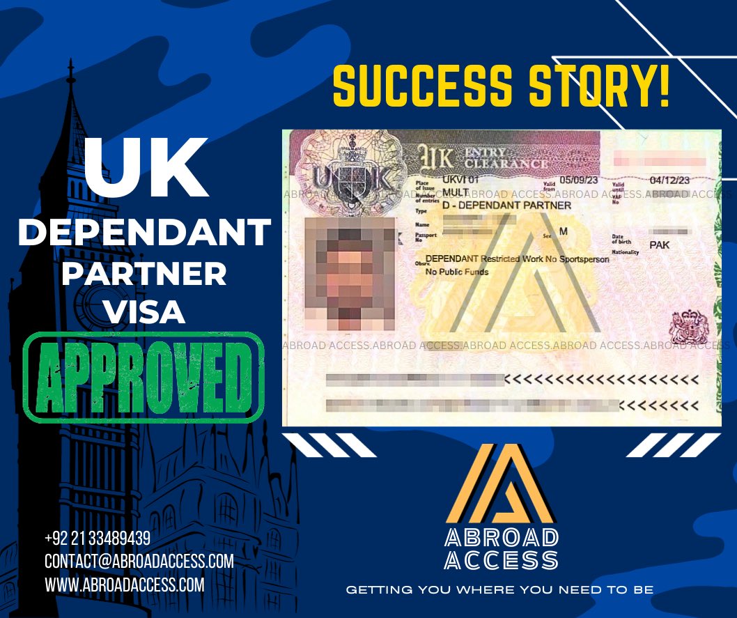 abroadaccesspk's tweet photo. Congratulations to our client from Karachi, who successfully received UK Skilled Worker Visa along with her Partner (Dependant Visa), approved on 5 September 2023.

#ukvisa #ukskilledworkervisa #workinuk #UKdependantvisa #Karachi #Lahore #SuccessStories #SuccessStory https://t.co/lcMLxj7VrM