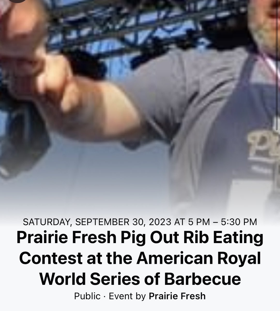 If you’re in KC next weekend and have nothing to do on Saturday, come out to the American Royal World Series of BBQ for the Prairie Fresh Pig Out Rib Eating Contest!!!! Free to the public!!! Get MESSY!!!!! 🐷🐷