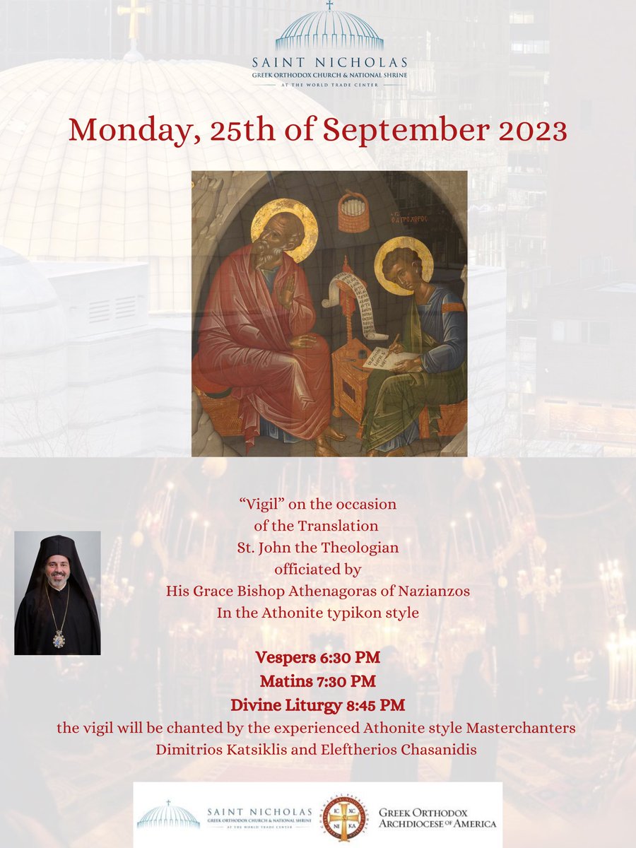 Join us this Monday evening for the service dedicated to St. John the Theologian.