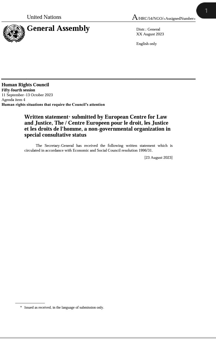 Bulchinsa1's tweet photo. Written statement* submitted by European Centre for Law and Justice:
"REQUESTING THAT THE INTERNATIONAL COMMISSION OF HUMAN RIGHTS EXPERTS ON ETHIOPIA INVESTIGATE AND CONDEMN THE SERIOUS HUMAN RIGHTS VIOLATIONS AND CRIMES COMMITTED BY THE ETHIOPIAN GOVERNMENT AGAINST THE AMHARA" https://t.co/GJ2RAwSKwW