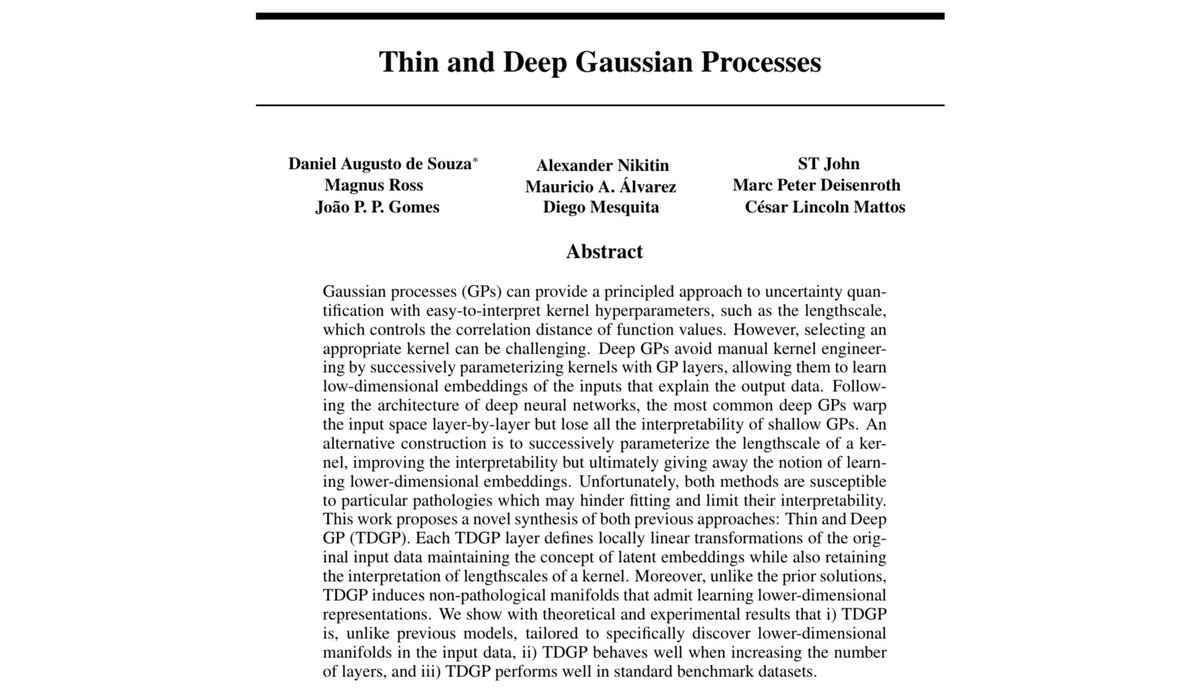 Daniel Augusto (@spectraldani) on Twitter photo I'm happy to announce that our paper with a dream team of collabs got accepted to #NeurIPS2023! Joint work with Alex Nikitin, <a href="/scien_ti_st/">STJ</a>, Magnus Ross, Mauricio Alvarez, Marc Deisenroth, <a href="/jpaulopg/">Joao Paulo Gomes</a>, <a href="/wkly_infrmtive/">Diego Mesquita</a>, @cesarlincoln
More coming soon here and spectral.space/pubs/Souza2023… I'm happy to announce that our paper with a dream team of collabs got accepted to #NeurIPS2023! Joint work with Alex Nikitin, <a href="/scien_ti_st/">STJ</a>, Magnus Ross, Mauricio Alvarez, Marc Deisenroth, <a href="/jpaulopg/">Joao Paulo Gomes</a>, <a href="/wkly_infrmtive/">Diego Mesquita</a>, @cesarlincoln
More coming soon here and spectral.space/pubs/Souza2023…