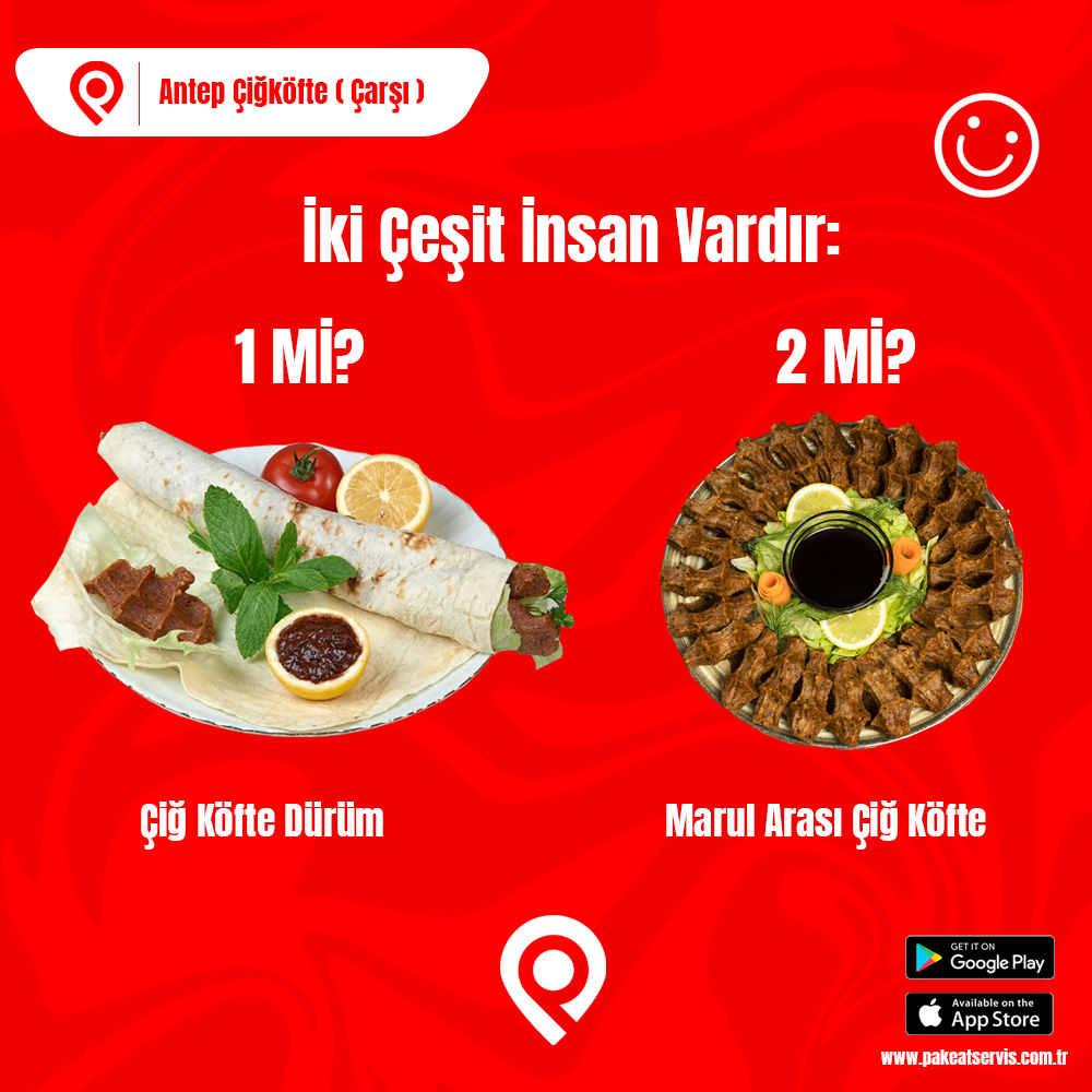 😋 Çiğ Köfte Sevenleri Kararsız Bırakacak O Soru Geldi!

😋 Çiğ Köfte'nin Tadını Muralla Mı Çıkarırsın Yoksa Lavaşla Mı?

🎉 Kampanyalarımızdan Haberdar Olmak İçin BİZİ SOSYAL MEDYA Hesaplarımızdan Takip Etmeyi Unutmayınız.
📞 0850-533-33-70
💻 pakeatservis.com.tr

#karaman