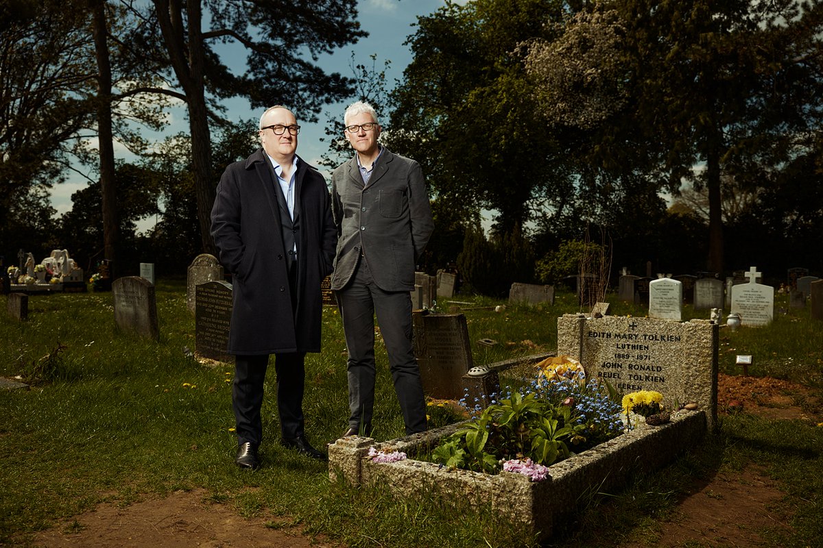 Dominic Sandbrook and Tom Holland, presenters of The Rest Is History Podcast (@therestishistory). Photographed in Oxford at the site of J.R.R. Tolkien's grave for The Sunday Times Magazine. #therestishistory #therestishistorypodcast #historypodcast