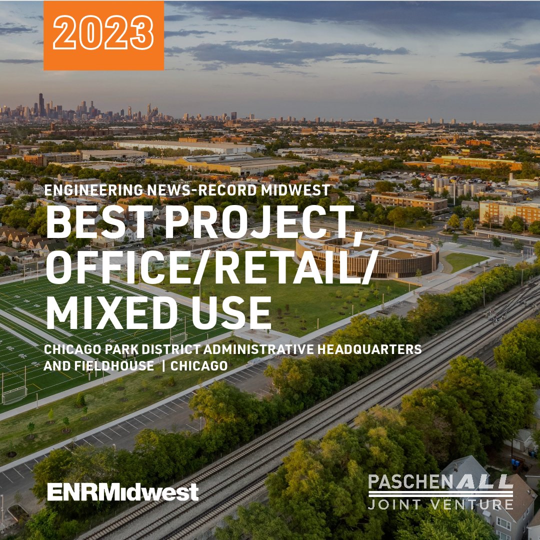ENR Best Project! Paschen ALL JV received the Best Project Award in the Office/Retail/Mixed-Use category for the successful construction of the Chicago Park District HQ. Congratulations to our project team, our trade partners, and the Chicago Park District! #BuildWithPaschen
