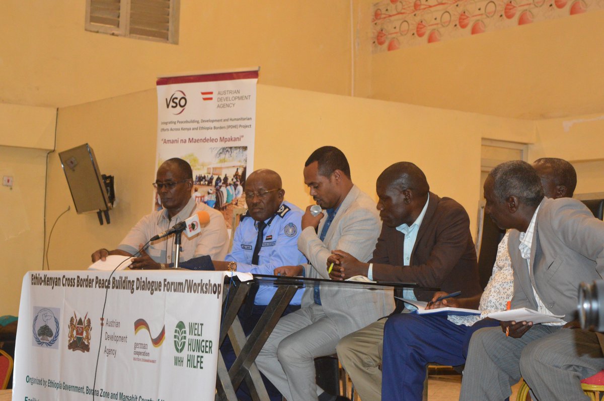 VSOKenya's tweet photo. The Ethio-Kenyan Cross-Border Peace Building dialogue forum ongoing at Koket, Ethiopia.

This cross-border dialogue is an important step towards enhanced peaceful co-existence in the Kenya-Ethiopia border. #PeaceAcrossBorders is possible. https://t.co/2RR8G7oEC7