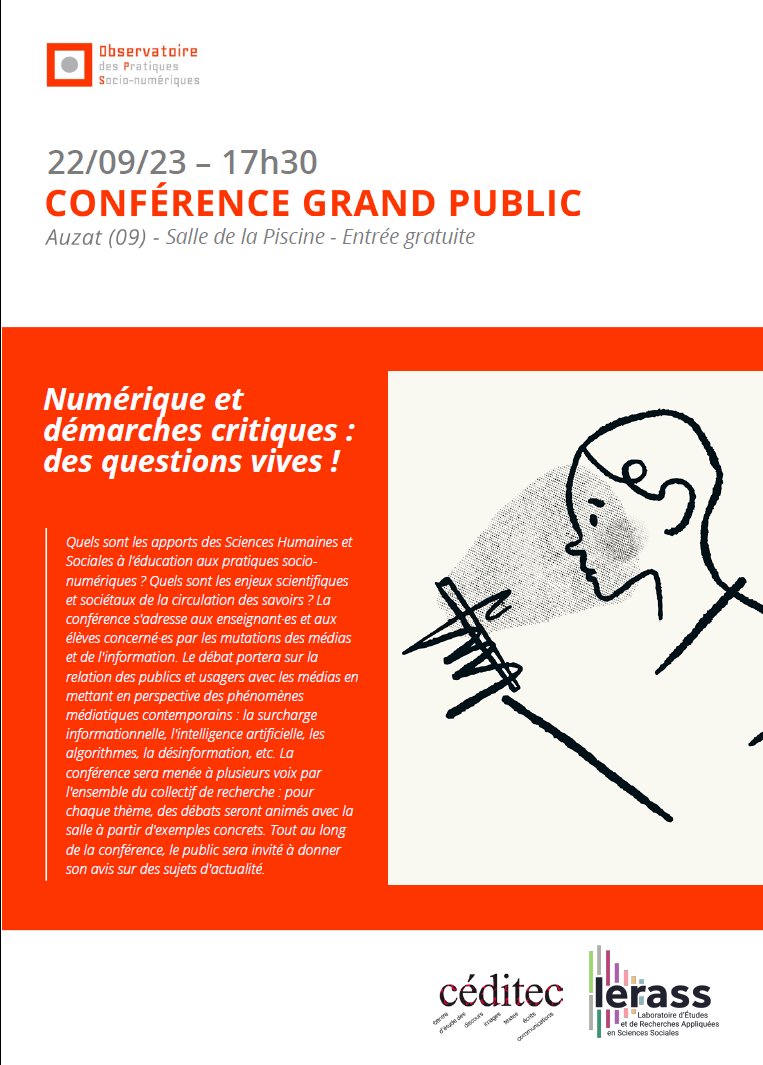 opsnum's tweet image. Conférence sur les démarches critiques à Auzat en Ariège avec un collectif de chercheuses et de chercheurs en sciences humaines et sociales, collectif venu de France et de Belgique ! Suivez le live et échangez en direct avec nous ! #démarchescritiques
