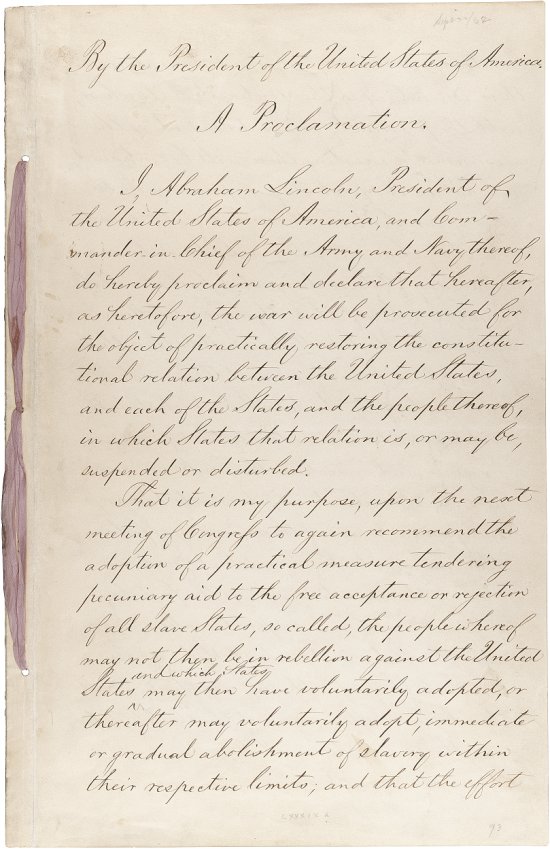 On September 22, we remember the Preliminary Emancipation Proclamation, a pivotal step toward freedom. President Lincoln’s courageous decree paved the way for the abolition of slavery in the U.S. 

archives.gov/exhibits/featu…

#CivicsForAllOfUS civics.archives.gov