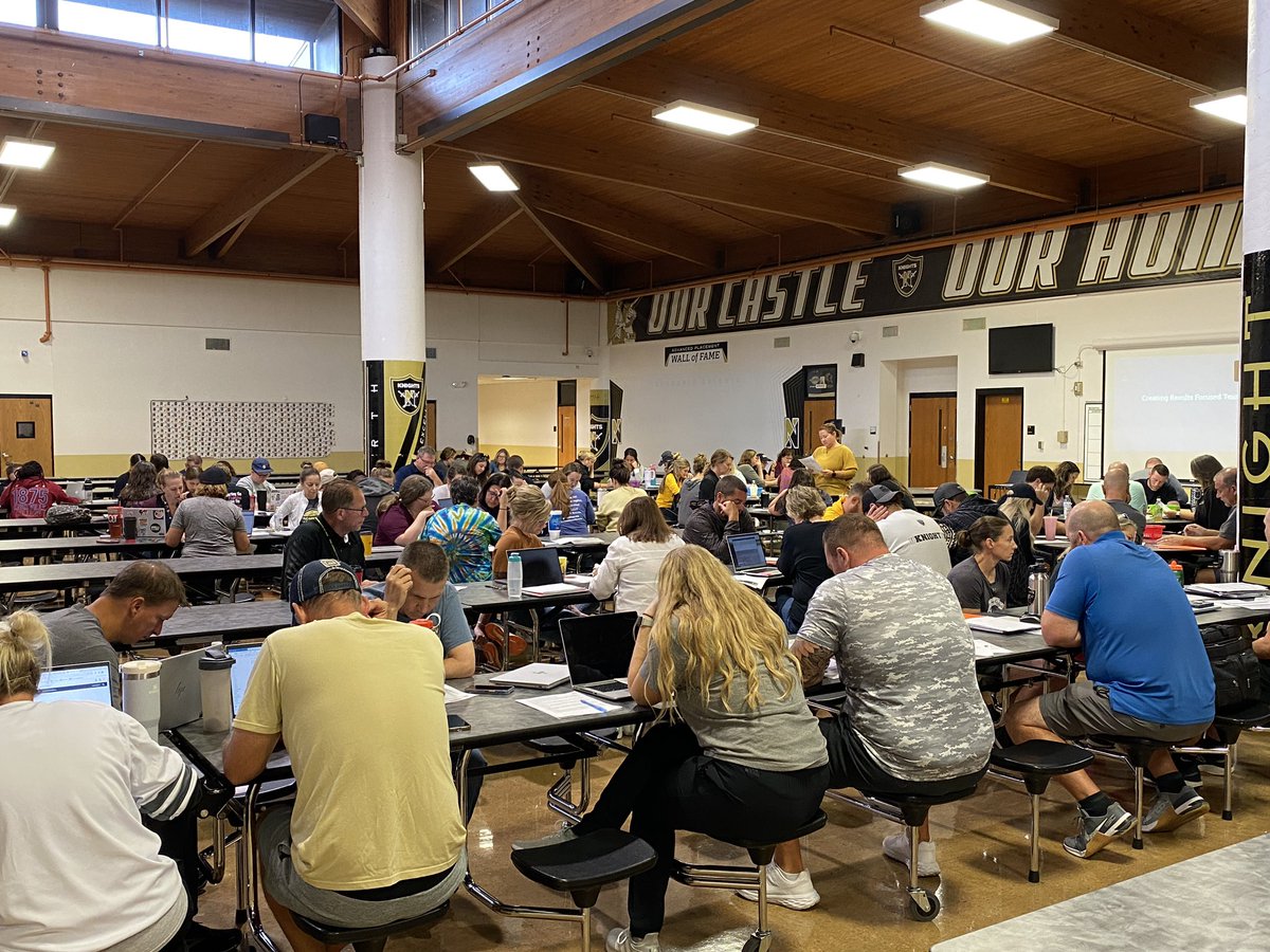 Connieteach's tweet image. @steepFHN spending time with staff thinking about setting goals as they continue their PLC work @FHN_Knight  #FHSDLearns