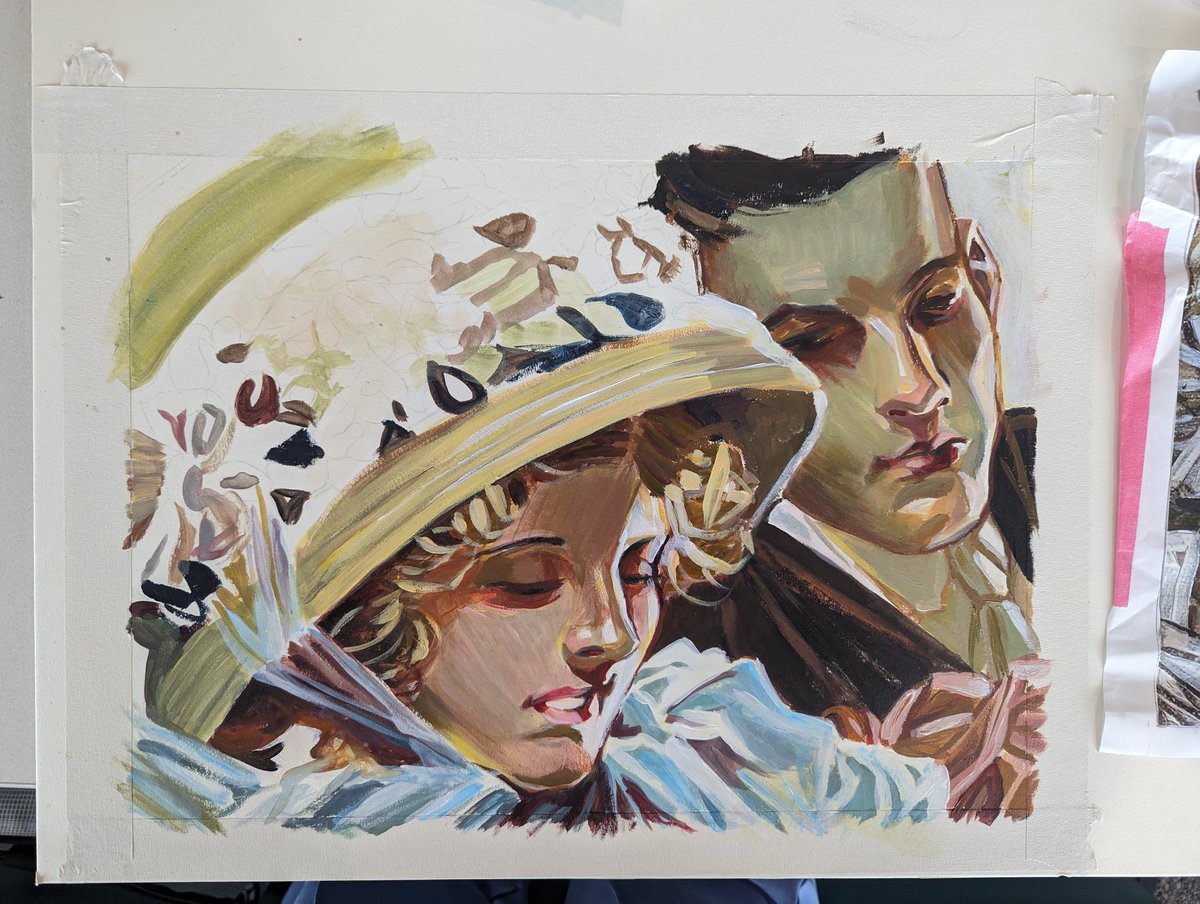 JustBeckah's tweet image. I'm working on a mastercopy of Leyendecker's art! It's my first time painting with acrylics. #Illustrator #the50s