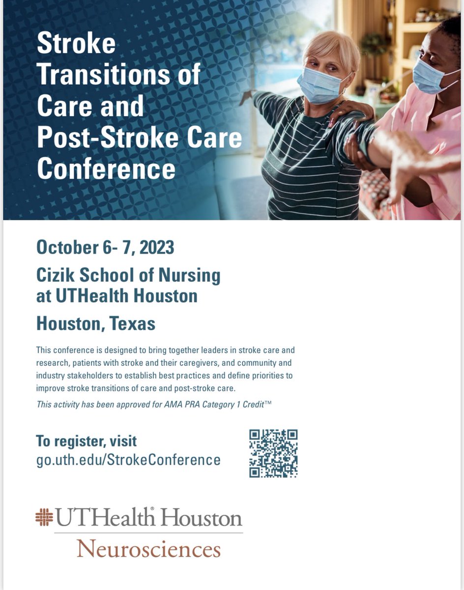 It's not too late! Join us in TWO WEEKS for the Stroke Transitions of Care & Post-Stroke Conference Register today!📝 go.uth.edu/StrokeConferen… CME/CNE credits available! @stilettoscience @UTHealthStroke @EmoryStroke @hugoapariciomd @MitchElkind @Texas_Neuros @AnjailIbrahim