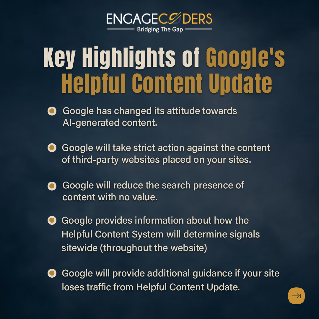 engagecoders's tweet image. 📢 Attention Digital Marketers! Google&apos;s new Helpful Content System update is here, changing site rankings. Discover the impact and shape your strategies. Stay updated with us! #GoogleUpdate #DigitalMarketing #SEO #ContentManagement #Rankings #EngageCoders