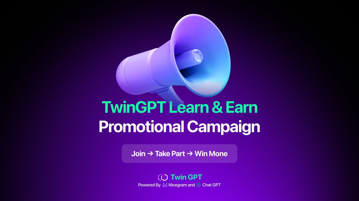 🥳TwinGPT Learn &amp; Earn Promotional Campaign🥳

Join the new TwinGPT Learn &amp; Earn Campaign

🟣Answer questions here👇
forms.gle/faCtBXpTExovHH…
🟣Tag 3 friends under this tweet
🟣Wait for the results

🎁10 Winners +10 USDT each
🕑Draw: September 29

Good luck to everyone!🤗