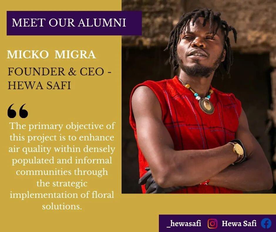 leptatweets's tweet photo. Founder: HEWA SAFI (Clean Air).
Being born and raised in the slums of Mathare, it's hard to get fresh air because of exposed sewer systems and poor garbage disposal, I became motivated to improve the quality of air in my community. 
#changemaker
#socialentrepreneurship https://t.co/iH4glmaI0S