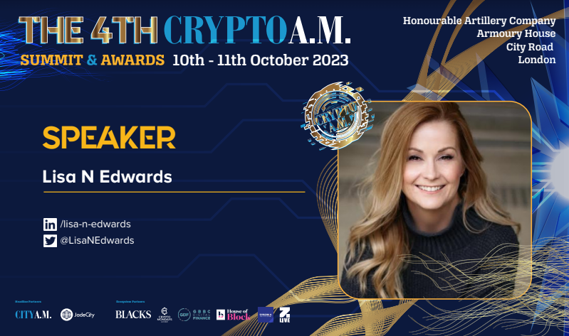 This is ace. The one and only @LisaNEdwards - one of my favourite people in the whole crypto world! @CityAM_Crypto @CityAM Get your #CAMSA23 tickets here: cityam.com/camsa23/