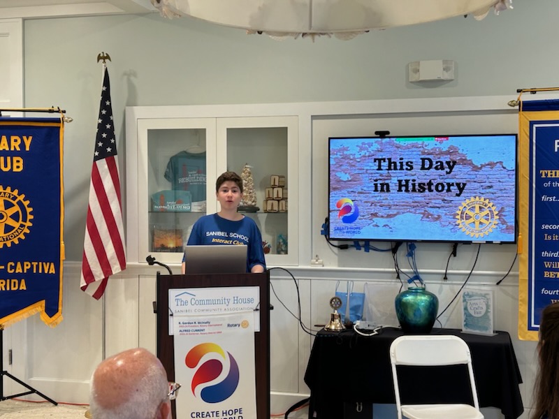 This morning, Josh, president of our Interact Club, had the opportunity to present at Sanibel-Captiva Rotary Club. Great job, Josh!! #LoveLeeSchools #WeAreSanibel #SanibelStrong